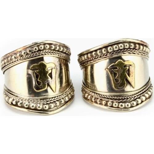 R045 Tibetan Mantras OM Amulet Rings for Man Copper Alloy Open Size