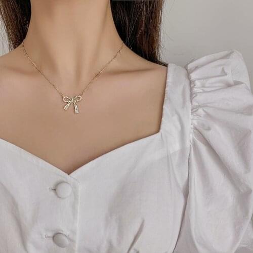 Romantic Charm Brilliant Bowknot Lady Necklace For Women 14k Real Gold Super Shining Zircon Clavicle Rope Charin Stylish Gift