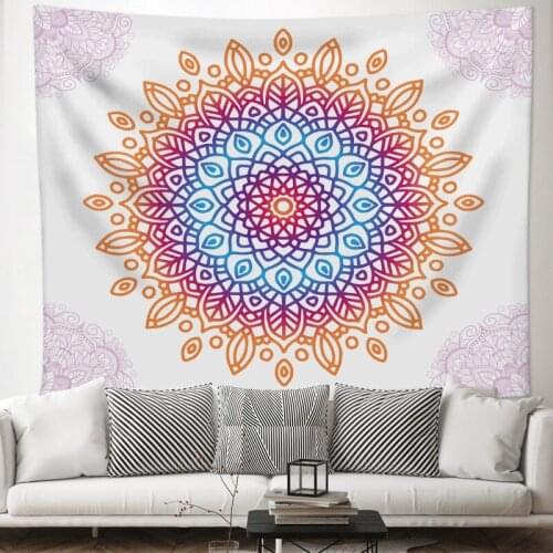 Rose Red and Yellow Gradient Mandala Tapestry for Livingroom Photography Wall Decor