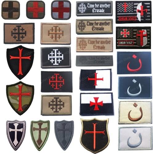 Knights Templar Teutonic Knights Cross Tactical Patch Hook & Loop CLOTH jack Embroidered Emblem Military army Badges