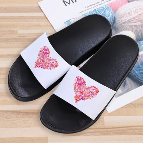 Beach Slippers Open Toe Indoor Home Casual Woman Slides Lovely Bathroom Slippers Womens Slippers Love heart slippers
