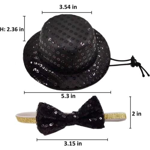 Summer Non Woven Fabric Dog Hat With Sequins And A Bow Tie Adorable For Puppy Kitten For Their Birthday Party Dressing Up