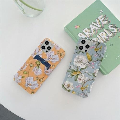 12 Pro Case Luxury Floral Flower Wallet Card Holder Cover For iPhone 11 XR X XS Max 7 8 Plus SE 2020 Card Bags Silicone Cases