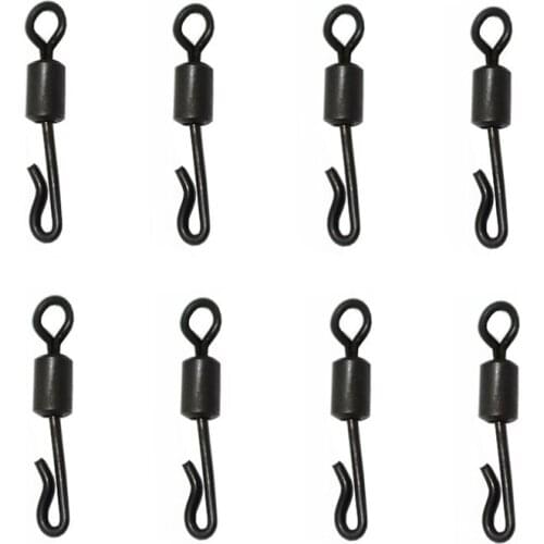 25pcs Fishing Connector Bearing Swivel Q-Shaped Quick Change Swivels For Carp Fishing Terminal Tackle Accessories