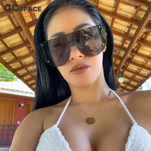 46623 Oversized Goggle Rimless Sunglasses Men Women Fashion Shades UV400 Vintage Glasses