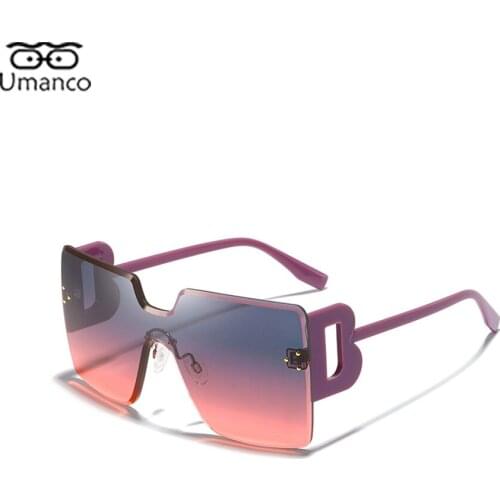 Conjointly Rimless Sunglasses for Women Men Oversized Square Sun Glasses PC Frame Anti UV400 Lover Couple Eyeglasses Gift Travel