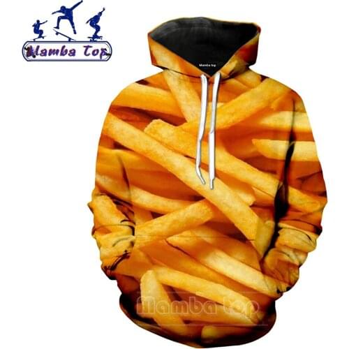 Mamba Top French Fries Hoody 3D Color Print Long Sleeve Potato Chips Hoodies Yummy Food Hip Hop O Neck Pullover Men Women Hooded