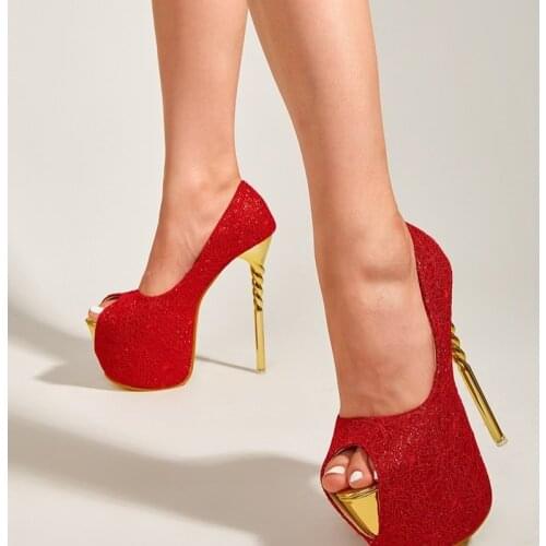 Genuine Leather Plus Size 34-43 Women Pumps Sexy Platform High Heels Peep Toe Stiletto Wedding Night Club Summer Shoes for Women