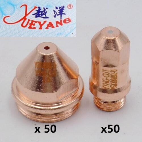 Electrode 50 + 1.2 1.6 1.8 Tip 50 YGX-100 YK-100 100A YGX 100103 YK 100102 Huayuan LGK-100 LGK-120 consumables CNC Plasma Torch