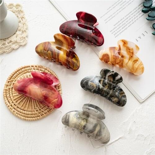 2021 New Fashion Boutique Acrylic starry sky large medium color shiny crab clip for Women girls Hair Accessories Headwear