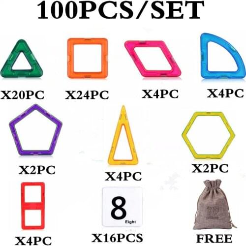 100 Pcs Big Size Designer Magnetic Building Blocks Toys DIY magnet Constuction Square Building Blocks Christmas Birthday Gift