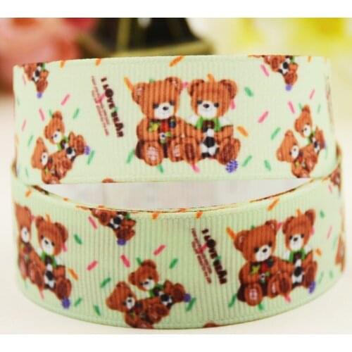22mm 25mm 38mm 75mm Bear cartoon printed Grosgrain Ribbon party decoration 10 Yards X-04267