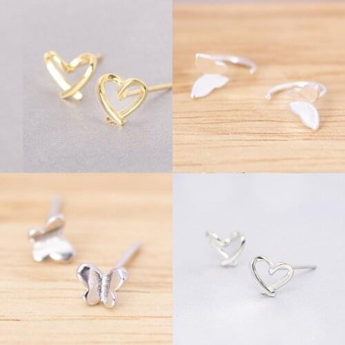 925 Sterling Silver Pin Beautiful butterfly hollow Love Earrings, gold and silver, New Year gift