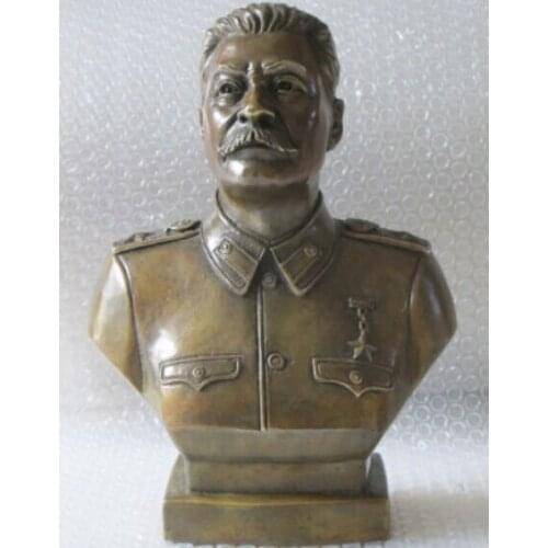 Free shipping 12"Western Art Bronze Copper sculpture Joseph Stalin Bust statue