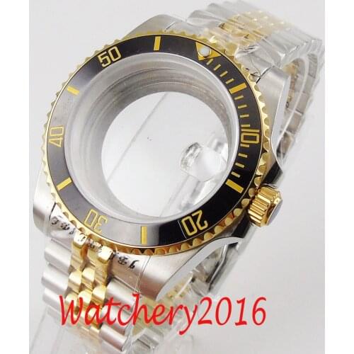 40mm Stainless Steel Gold Watch Case + Jubilee Watch Bracelet Fit ETA 2836 MIYOTA Movement
