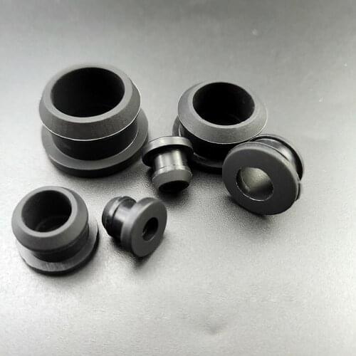 Black 4.5mm-50.6mm Silicone Rubber Snap-on Grommet Hole Plugs End Caps Bung Wire Cable Protect Bush
