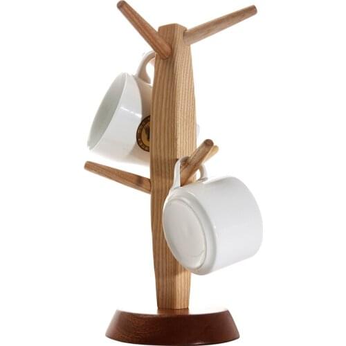 YUSOTAN wooden cup holder made of natural ebony wood and ash wood fit for home office fashion creative wood cup storage rack
