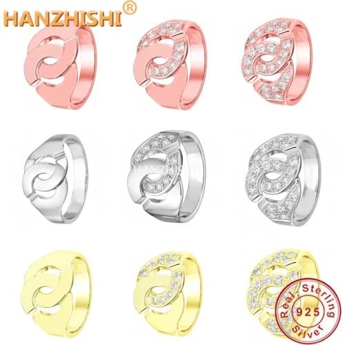 French Popular Handcuff Shape Ring Sterling Silver Jewelry Making 925 Sterling Silver Handcuff Ring For Women and Man