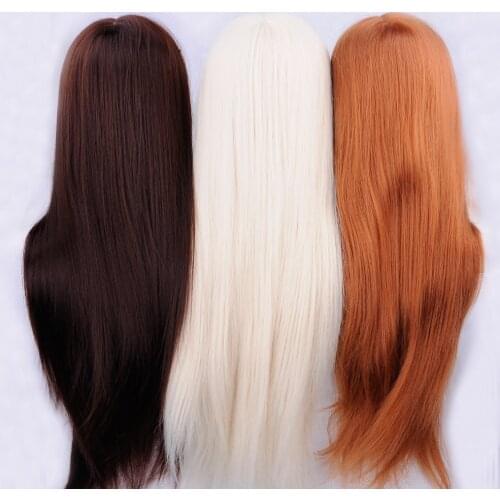 65cm Hair Styling Mannequin Head Maroon Hair Long Hair Hairstyle Hairdressing Training Doll Female Mannequins With Wig