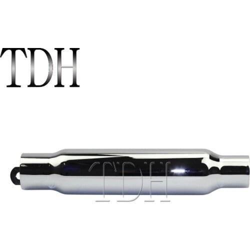 Chrome Motorcycle Slash Cut Exhaust Muffler Pipe For 1-1/2" 1-3/4" Chopper Cafe Racer Silencer Short Type