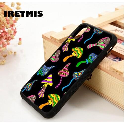 Iretmis 5 5S SE 2020 6 6S TPU Silicone Rubber Phone Case Cover for iPhone 7 8 Plus X Xs 11 12 MINI Pro Max XR Mushroom Trippy