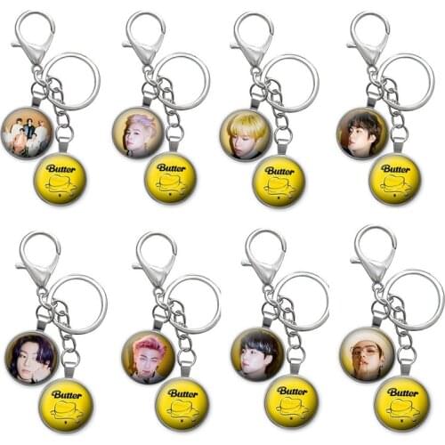 KPOP Bangtan Boys New Album Butter Peripheral Metal Keychain Pendant Key Ring Butter Same Pendant