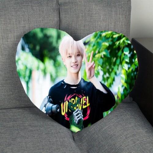 Kpop Custom Lee Tae Yong Pillow Case Heart Shaped Zipper Pillow Cover Satin Soft No Fade Pillow Cases Home Textile Decorative