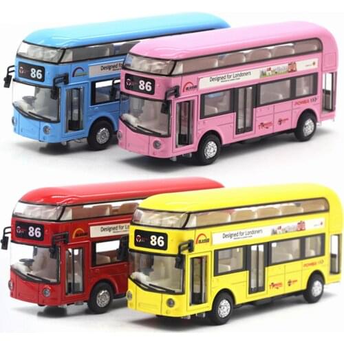 Lovely Alloy Tourist Bus Model Pullback Car Figure Children Gift Home Ornament