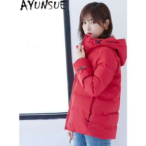 AYUNSUE White Duck and Goose Down Jacket Women Hooded Fashion High Quality Warm Autumn Winter Female Jacket Down Coat Parkas