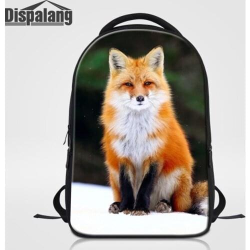 Dispalang Multifunctional Men Laptop Backpack Animal Fox Print Women School Backpack Children Shoulder Bag Casual Notebook Bag