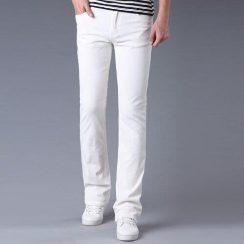2020 Spring and Autumn Modis New Mens White Corduroy Casual Pants Micro Flare Pants Mens Casual Flare Pants Size 27-35 36