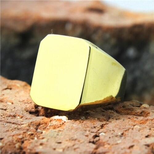 1pc Boys Mens 316L Stainless Steel Cool Golden Polishing Biker Ring Biker Ring Factory Price