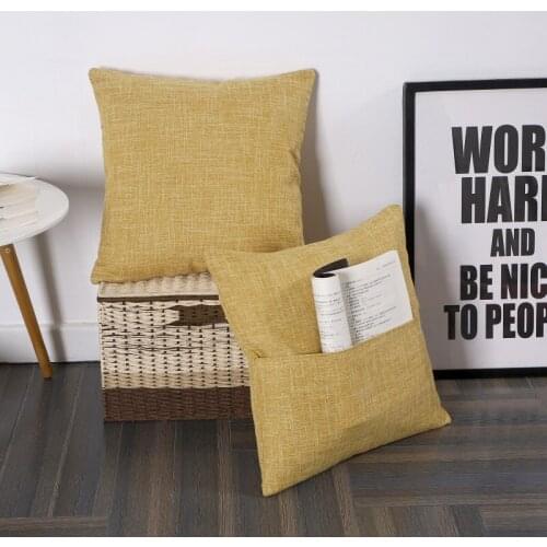 Cushion Cover Solid Color Linen Fabric Pillowcase For Home Living Room Decorative Cushions Solid Color Sofa Throw Pillow Covers
