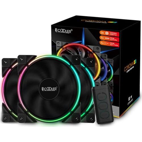 Pccooler 3/Pack Desktop Computer Case Fan 12omm 5V 3PIN ARGB Quiet Addressable Fans 12CM PWM FAN For CPU Cooler Liquid Cooling