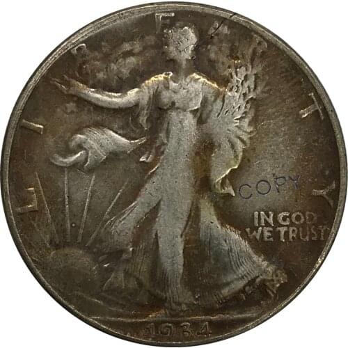 S 1934 United States Walking Liberty Half Dollar Cupronickel Plated Silver Collectibles Copy Coin