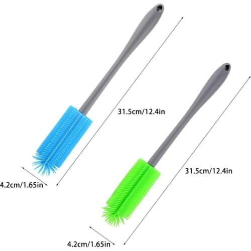 Silicone Bottle Brush 2 Brushs Water Bottle Brush for Sports Bottle Water Bottle Cleaner Brush for Narrow Neck Container T84E