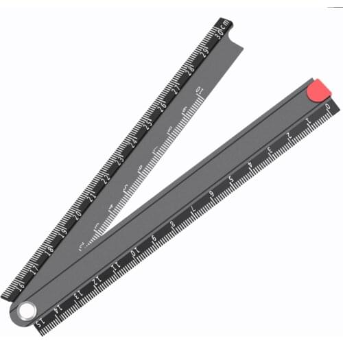 Japanese Aluminum Alloy Foldable 15cm-30cm Ruler Simple 90 degree Folding Metal Stationery Ruleres General Tools
