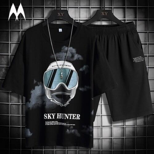 Fashion Mens Tracksuit Summer Set Sportswear Two Piece Set T Shirt Shorts Trend Print Set Men Casual Shorts Sets Streetwear