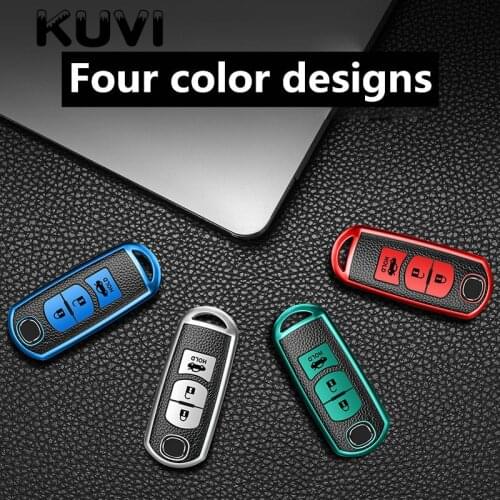TPU Leather Grain Car Remote Key Case Cover Bag For Mazda 2 3 5 6 CX-3 CX-4 CX-5 CX-7 CX-9 Atenza Axela 3 Buttons Accessories
