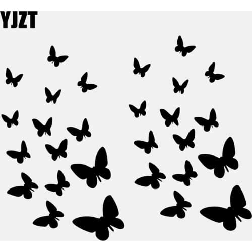 YJZT 16CM*13CM Butterflies Decal Vinyl Art Decoration Small Butterfly Car Stickers Black/Silver C24-0306