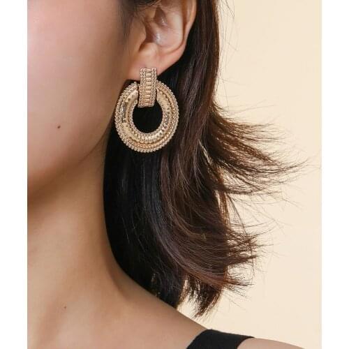 Modyle Gold Silver color Alloy Drop Earrings For Women Exaggeration Earrings Wedding Simple Fashion Jewelry Trend Accessories