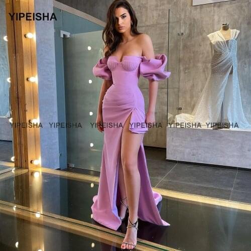 Yipeisha Off-shoulder Lilac Evening Dresses Vestido de Fiesta Side Slit Mermaid Prom Party Dress Formal Gown Customized
