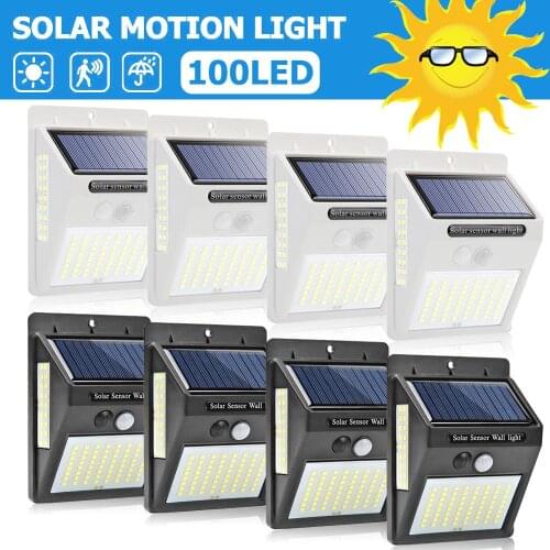 1/2/4Pcs 100LED LED Solar Power Lamp PIR Motion Sensor Solar Wall Light Waterproof Emergency Energy Saving Garden Lamps