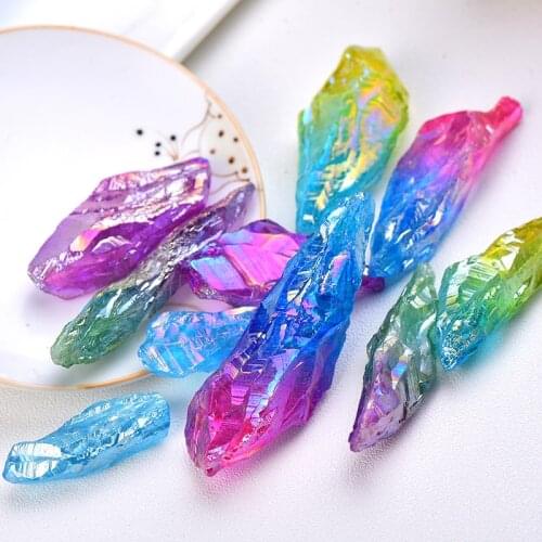 1PC Natural Crystal Raw Electroplated Multicolor Aura Quartz Crystal Coarse Gravel Irregular Jewelry Fish Aquarium Home Decor