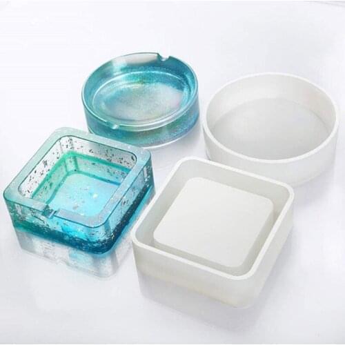 2 Pcs Resin Crystal Epoxy DIY Pot Mold Ashtray Coaster Casting Silicone Mould