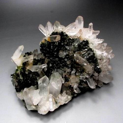 2010g Phantom Quartz Cluster w/ Epidot - crystals and stones healing Mineral specimen Home Decor feng shui decoration