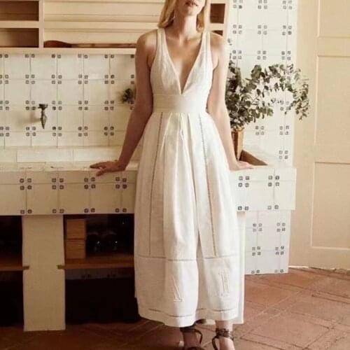 2021 Summer Cotton Dress Runway New Women White Yellow Black High Quality Fashion Spaghetti Strap Party Dress