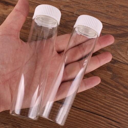 24pcs 30*120mm 60ml Transparent Glass perfume Spice Bottles with White Plastic Screw Cap Tiny Jar Vials DIY Craft