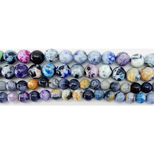 6 8 10mm Natural Stone Multicolor Flame Agat Bead Round Loose Spacer Beads For Jewelry Making Findings Accessories DIY Bracelet