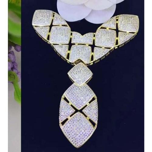75X100MM Womens High Quality Golden plated The wear crystal with bright stone CZ pendant does not include a necklace